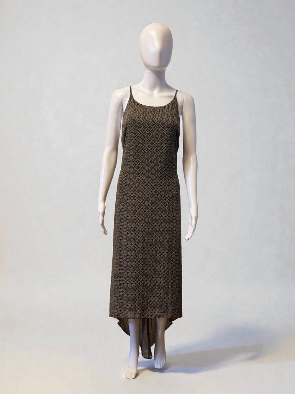 Old Navy Green Patterned Sleeveless High Low Dress